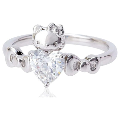 Kawaii gold-plated heart engagement ring