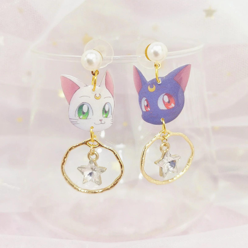 Kawaii Luna and Artemis earrings