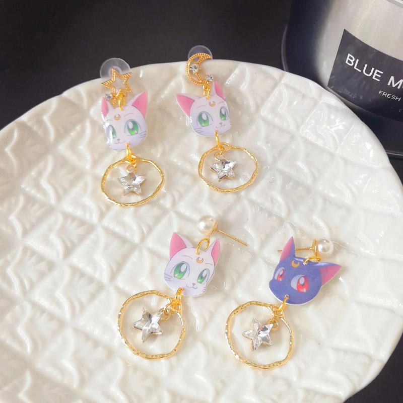 Kawaii Luna and Artemis earrings