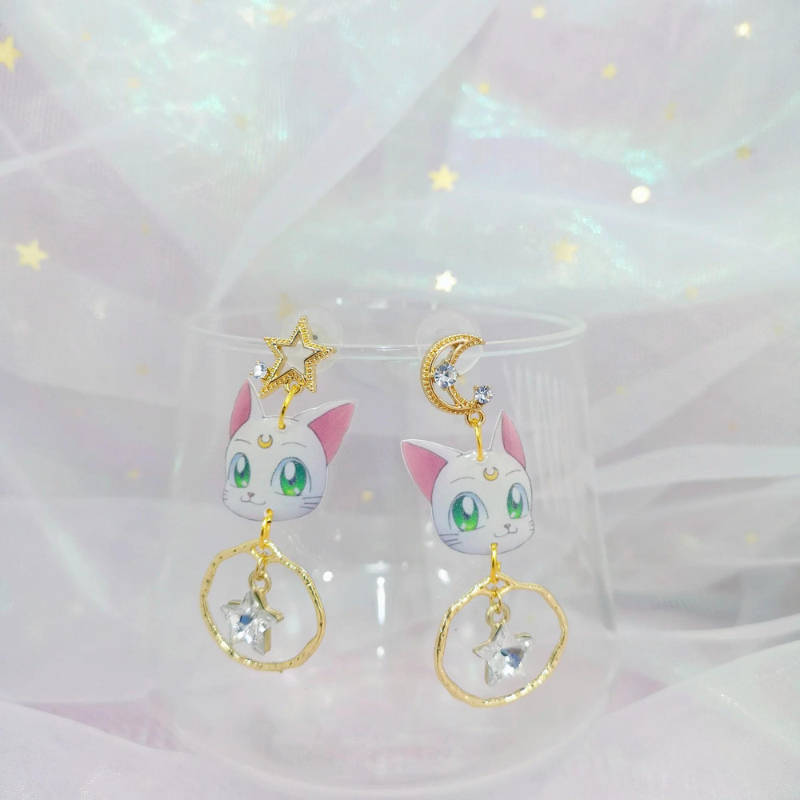 Kawaii Luna and Artemis earrings
