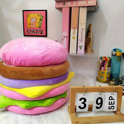 Kawaii Pink Hamburger Storage Basket with Lid
