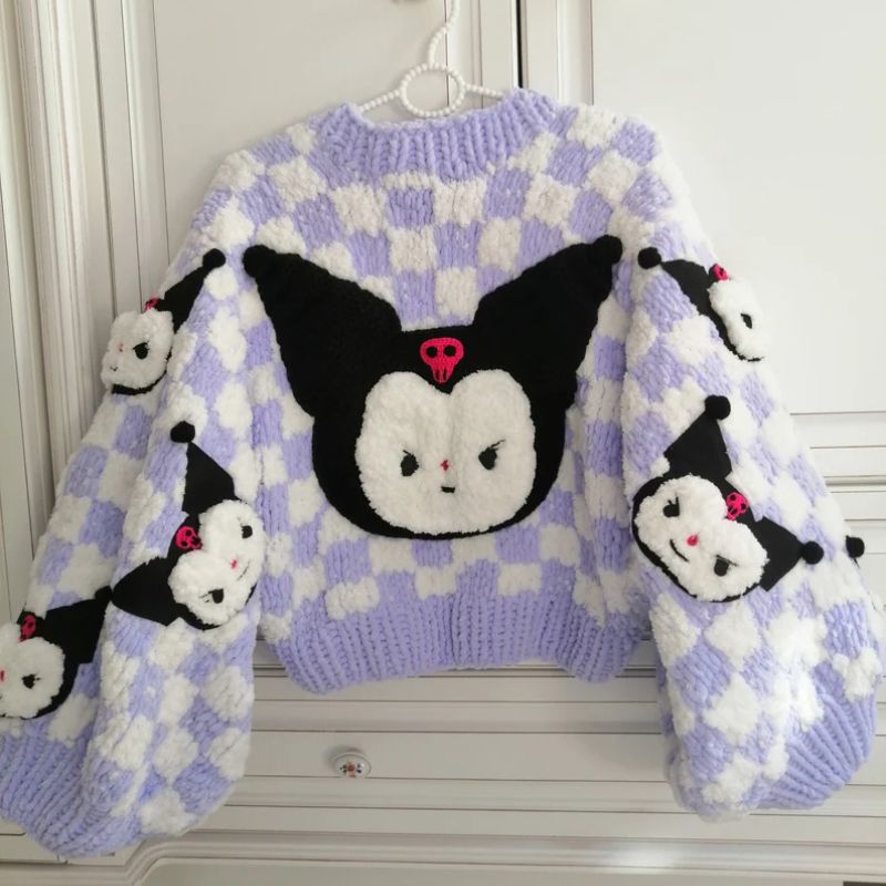 Handmade pastel purple knit kawaii cardigan