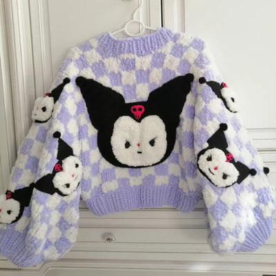 Handmade pastel purple knit kawaii cardigan