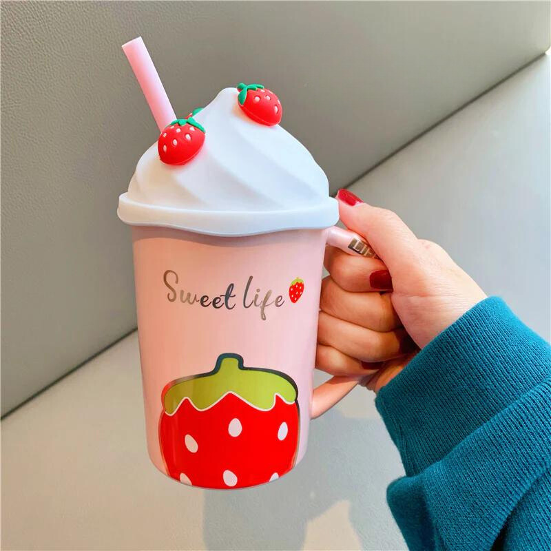 Kawaii Strawberry Ceramic Cup