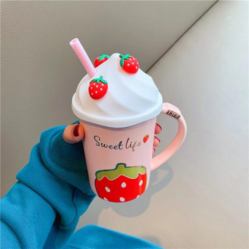 Kawaii Strawberry Ceramic Cup