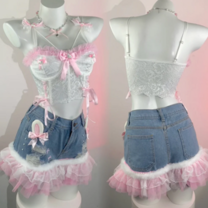 Kitty Lace Bow Top