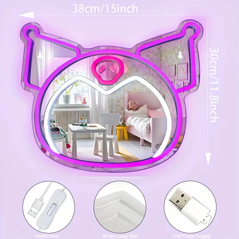Kuromi Neon LED Light Mirror