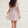 Purple Floral Tulle Micro Mini Dress