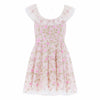 Cream & Pink Floral Tulle Micro Mini Dress