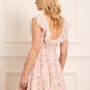 Cream & Pink Floral Tulle Micro Mini Dress