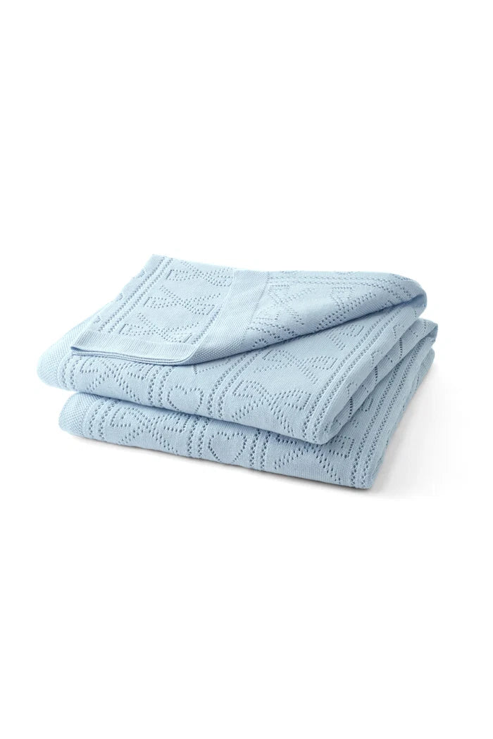 LoveShackFancy Pointelle Throw Blanket – Blue