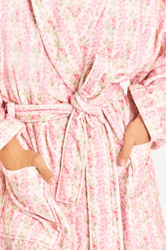 LoveShackFancy Indie Cotton Bath Robe – Pink & White Floral