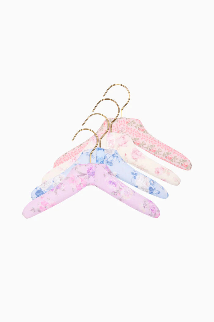 LoveShackFancy Girls’ Floral Fabric Hangers – Set of 4 | 12" X 7.5"