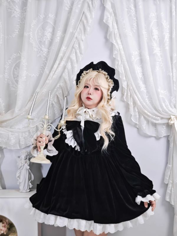 ♡ Meomeng ♡ Black Velvet Dress – Plus Size