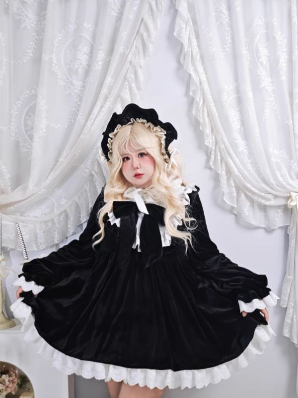 ♡ Meomeng ♡ Black Velvet Dress – Plus Size
