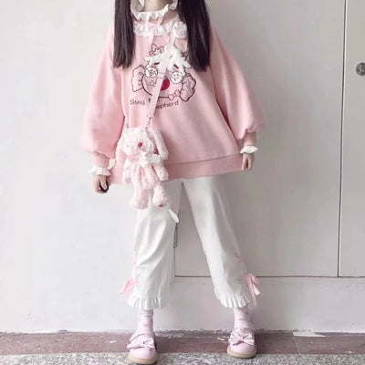 Cute Sheep Sweater With Lace
