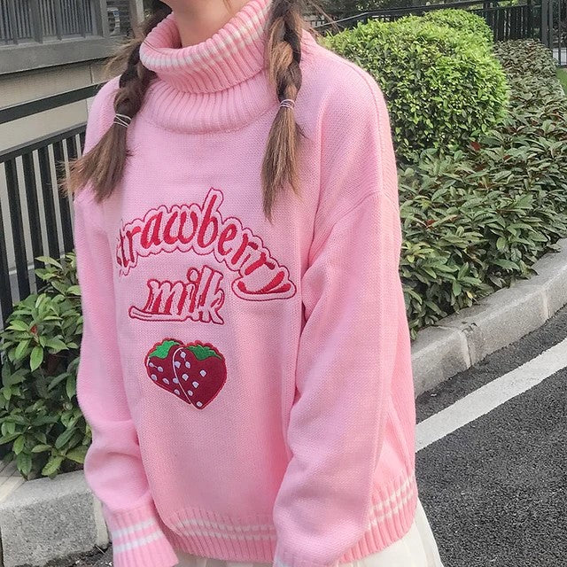 Cute Strawberry Fleece Sweater