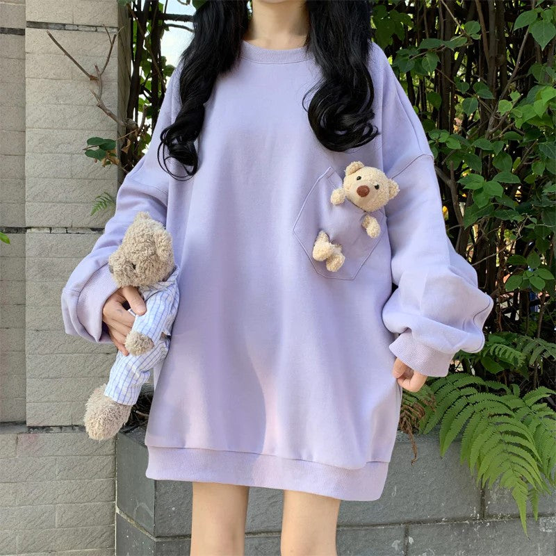 Purple Cute Bear Hoodie