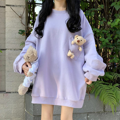 Purple Cute Bear Hoodie
