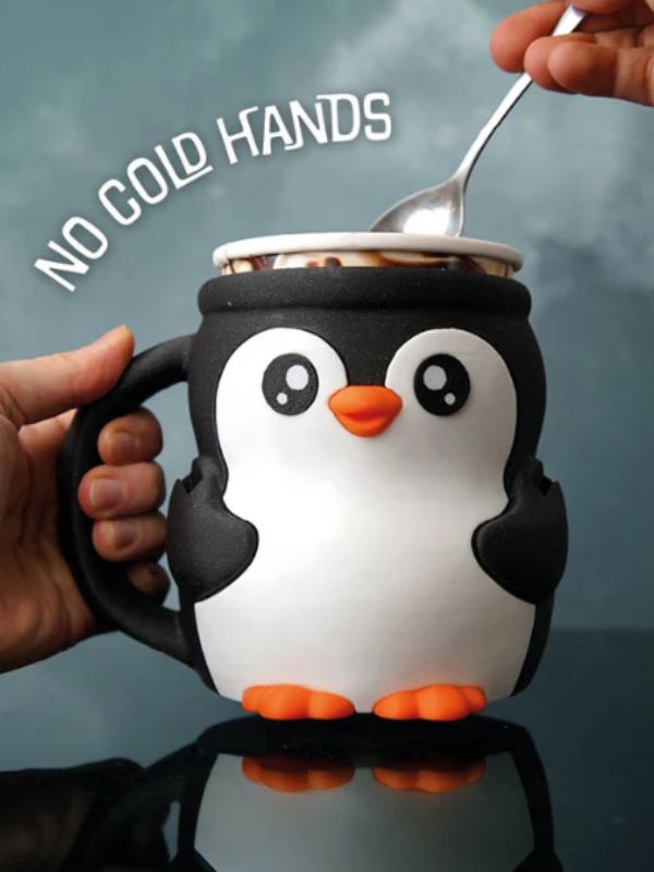 Eco-friendly penguin ice cream accessory, small-batch 3D printed.