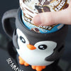 Cute penguin pint holder keeping ice cream cold and hands warm.