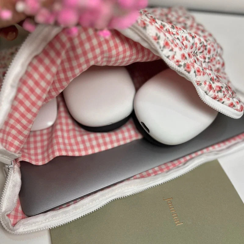Peony Floral Quilted Laptop Sleeve