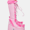 Pink Winter Boots Fluffy Fur