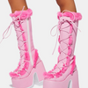 Pink Winter Boots Fluffy Fur