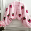 Pink Strawberry Knit Cardigan