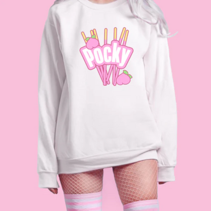 Pocky Sweatshirt White Peach