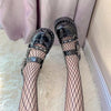Black Mary Jane Platform Shoes with Bat Decoration