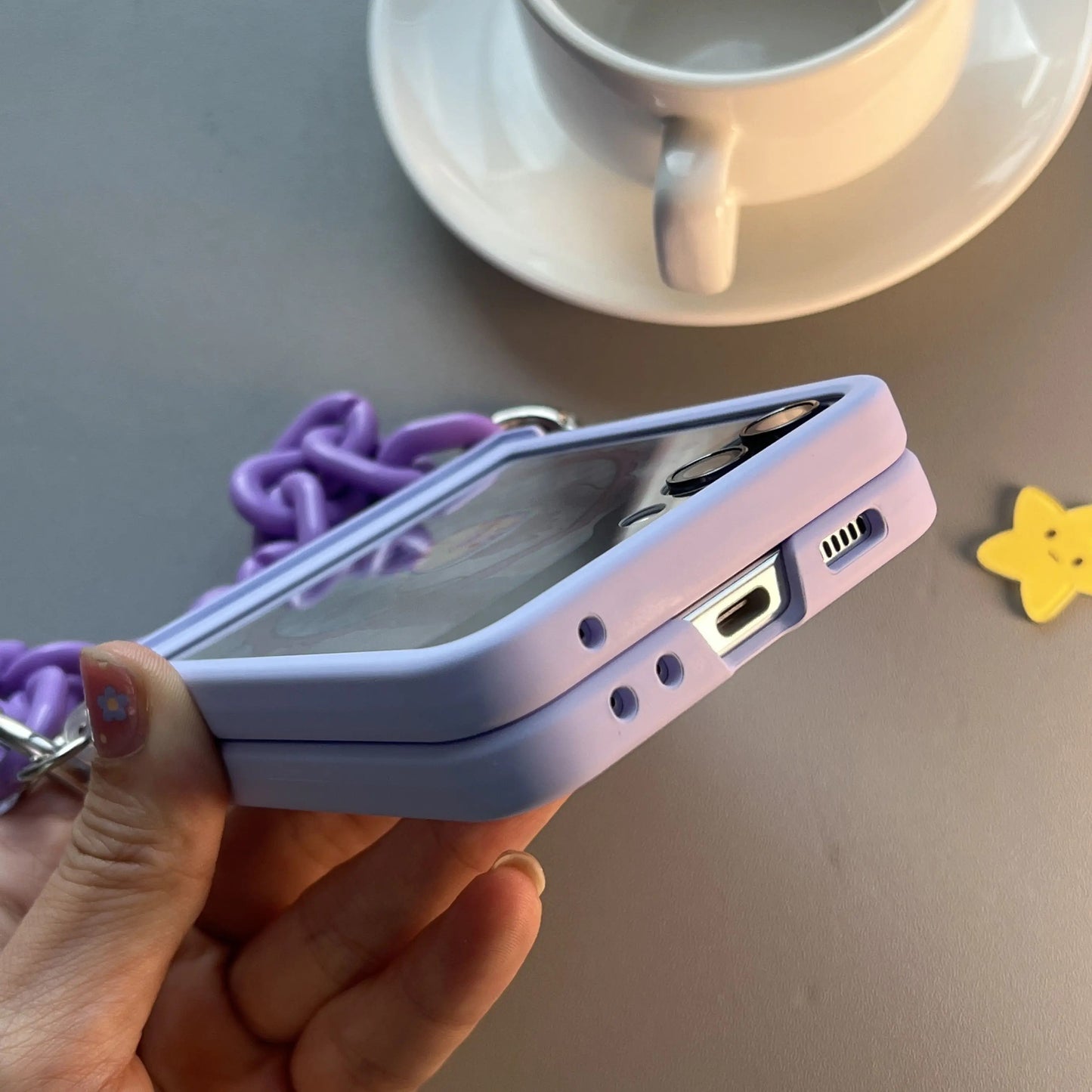 Purple Silicone Phone Case With Pendant