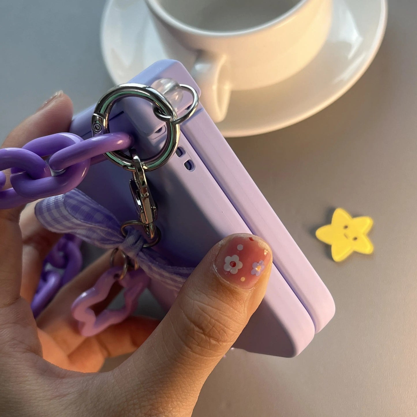 Purple Silicone Phone Case With Pendant