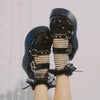 Black Mary Jane Platform Shoes with Bat Decoration