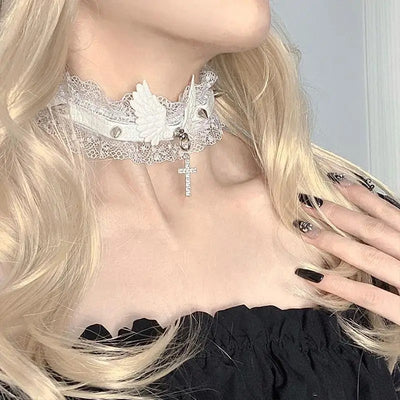 Dark Necklace With Angel Wings