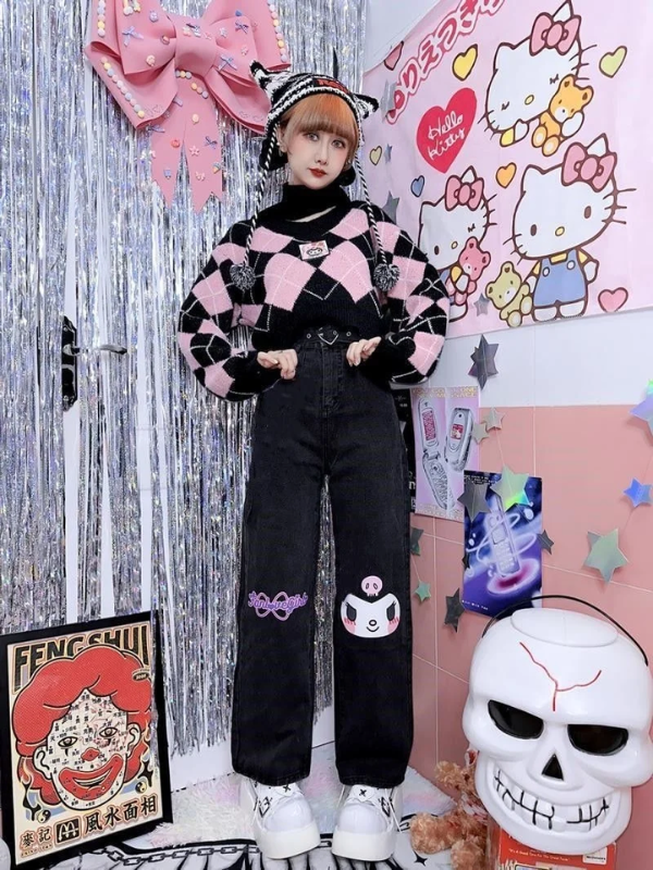 Sanrio Kuromi Black Jeans