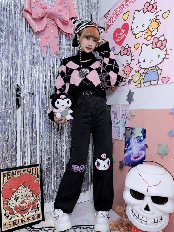 Sanrio Kuromi Black Jeans