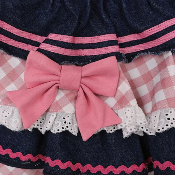 Ruffle Layer Heart Denim Skirt