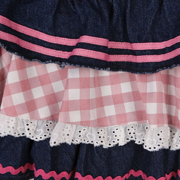 Ruffle Layer Heart Denim Skirt