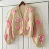 Cozy hand-knitted beige cardigan for women