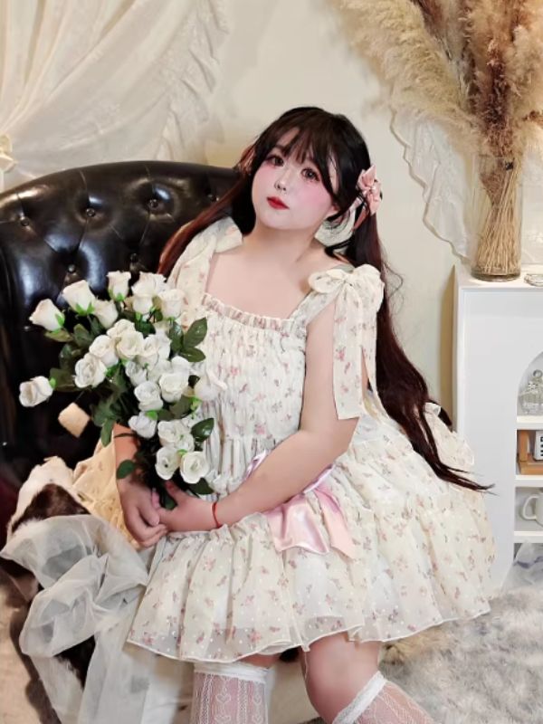 ♡ Sweet Doll ♡ Floral Dress with Ribbon Straps