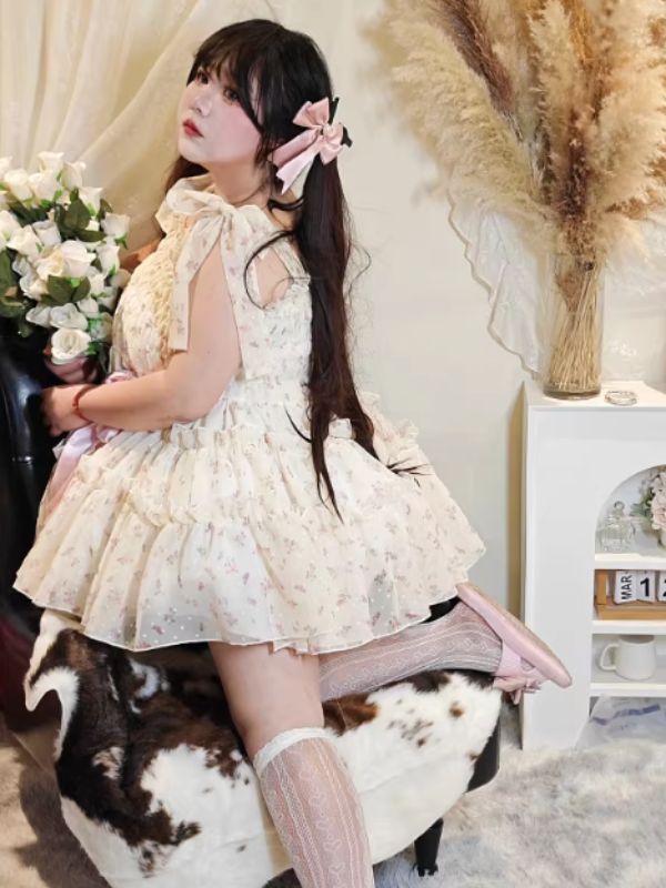 ♡ Sweet Doll ♡ Floral Dress with Ribbon Straps