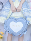 SweetheartCandyBag blue heart-shaped bag with delicate ruffles around, perfect for a sweet and charming touch.