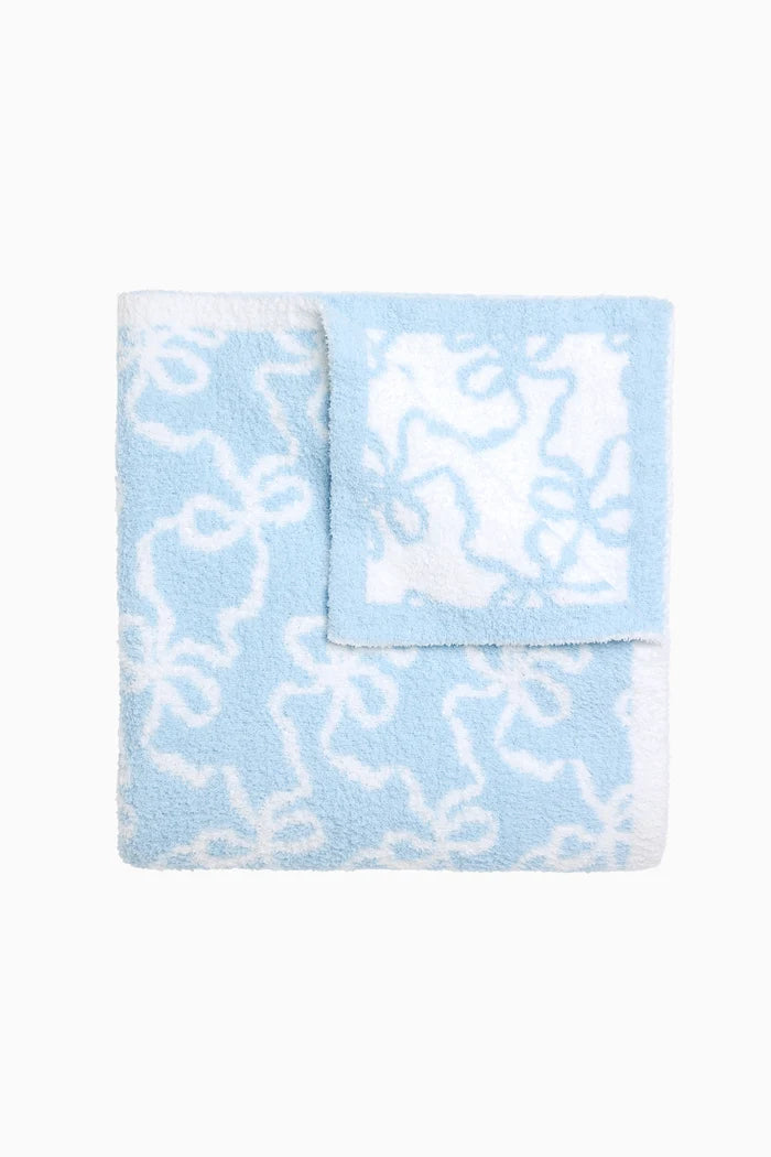 LoveShackFancy Teddy Bow Blanket – Blue