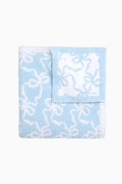 LoveShackFancy Teddy Bow Blanket – Blue