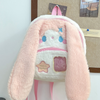 Overall view of the pink bag with large bunny ears, highlighting the cute and charming design, perfect for a kawaii and fun style.