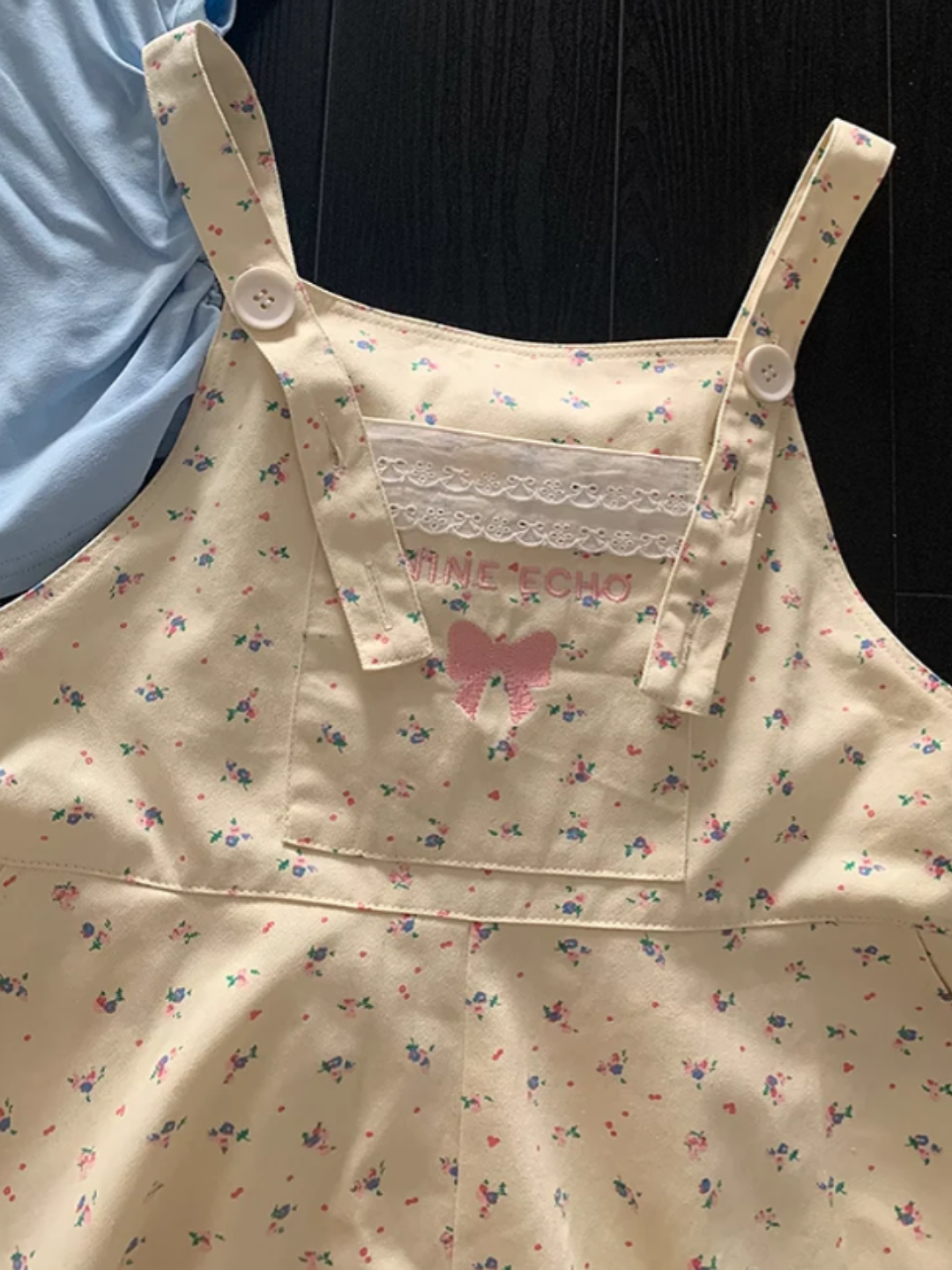 Vanilla Bow Bubble Overall Shorts