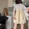 Vanilla Bow Bubble Overall Shorts