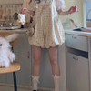 Vanilla Bow Bubble Overall Shorts
