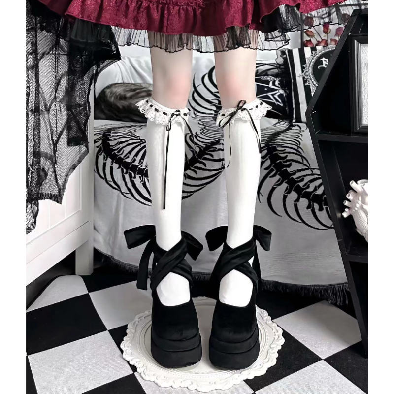 Velvet Mary Jane High Heel Shoes